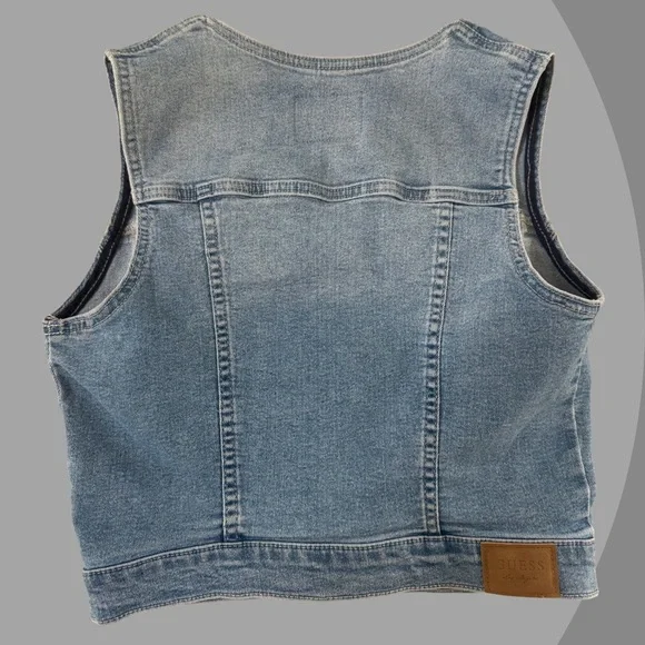 GUESS Women's Light Blue Denim Vest, Size Small - Picture 3 of 4